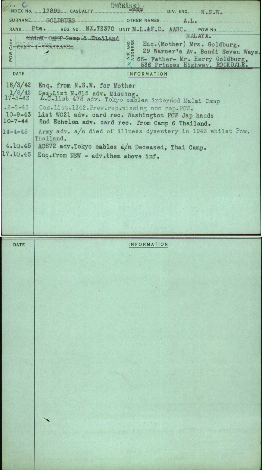 Goldburg, A L, NX72370