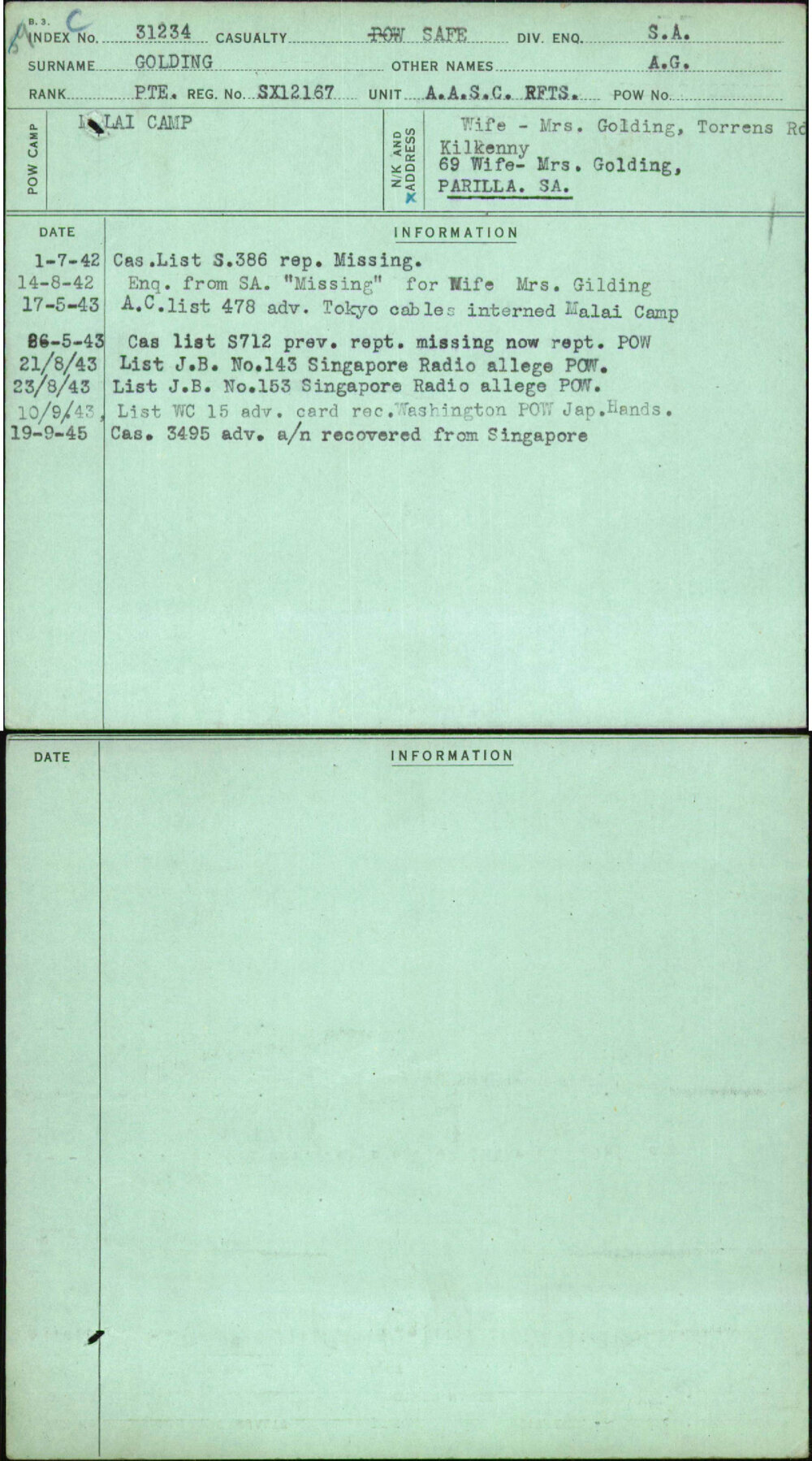 Golding, A G, SX12167