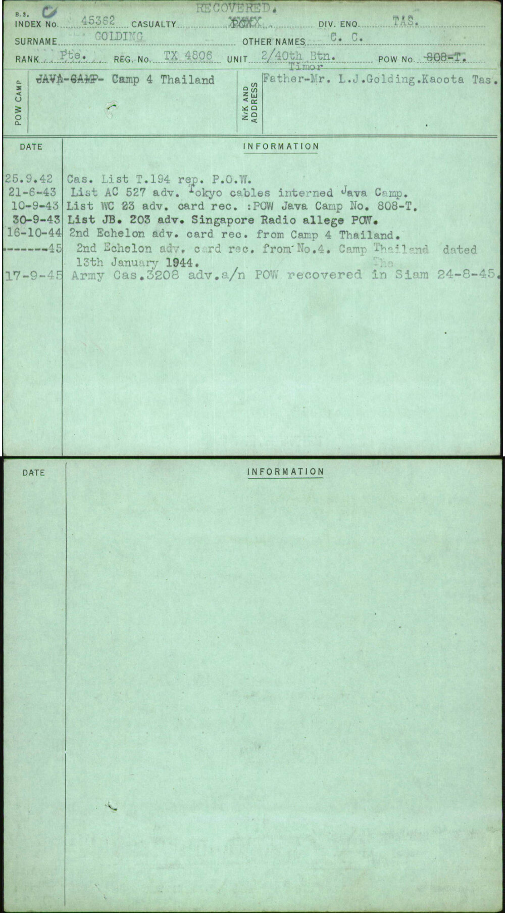 Golding, C C, TX4806