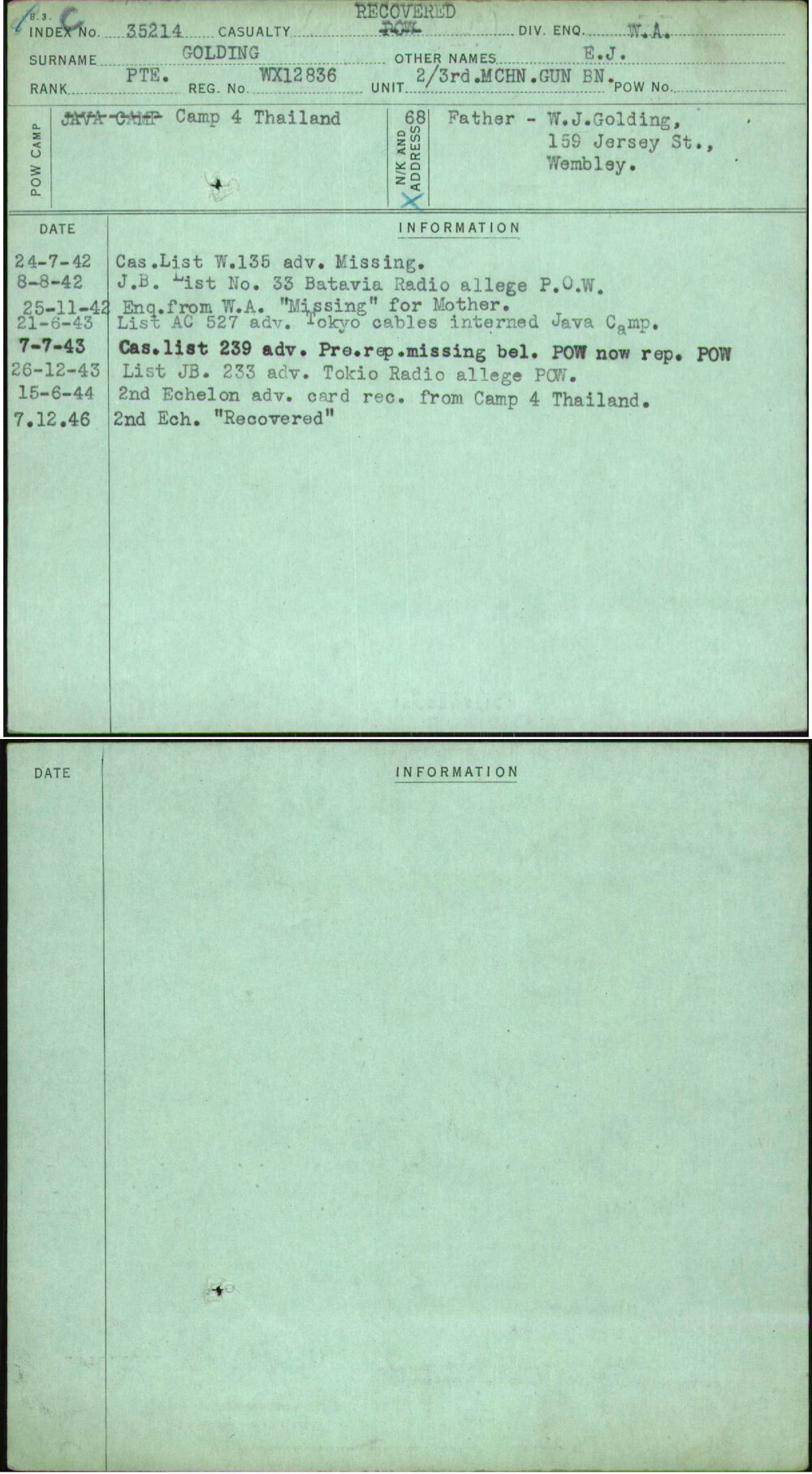 Golding, E J, WX12836