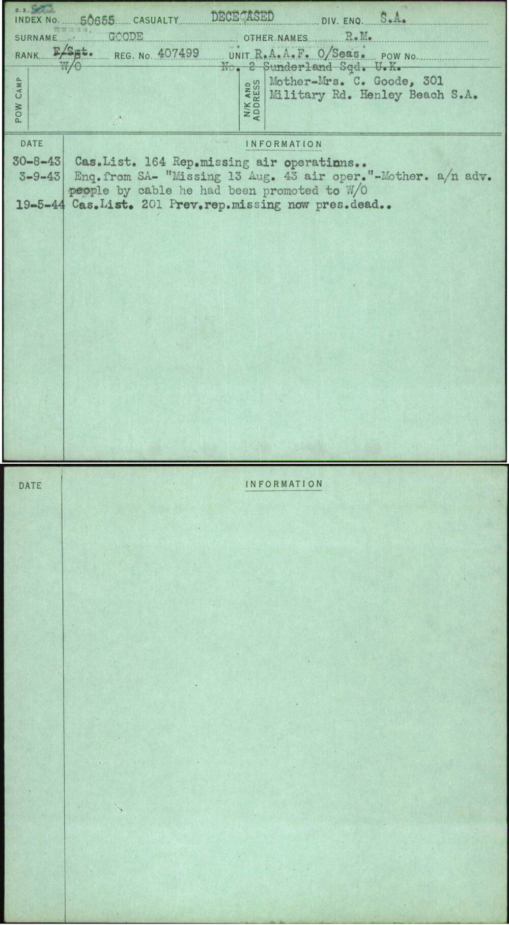 Goode, R M, 407499