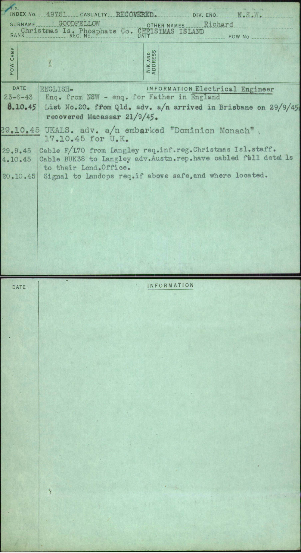Goodfellow, Richard, [No Service Number]