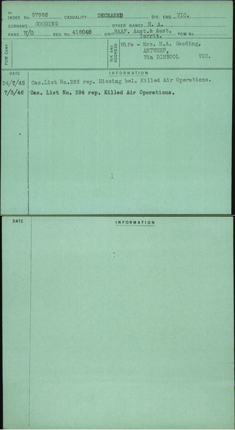 Gooding, H A, 418040