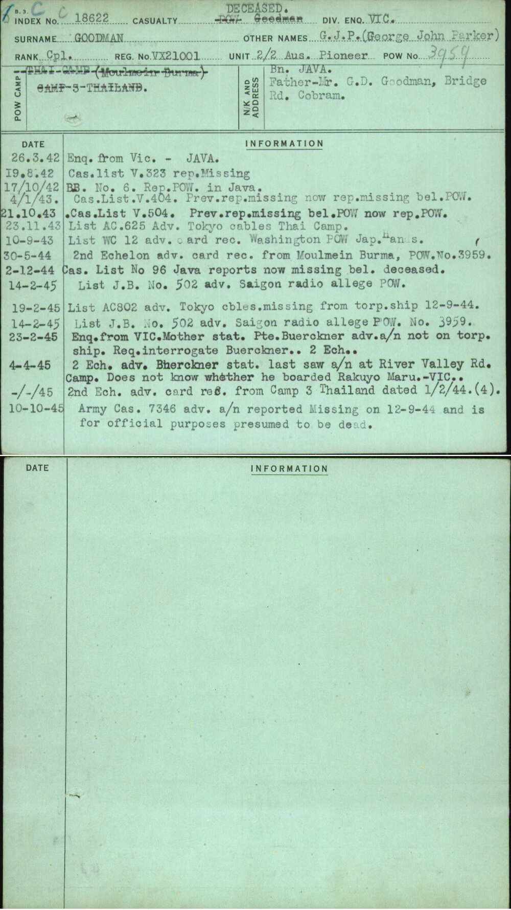 Goodman, G J P (George John Parker), VX21001
