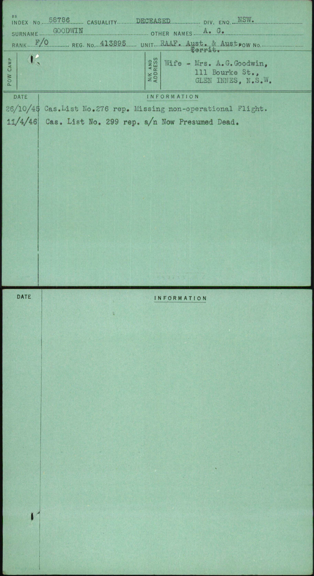 Goodwin, A G, 413895