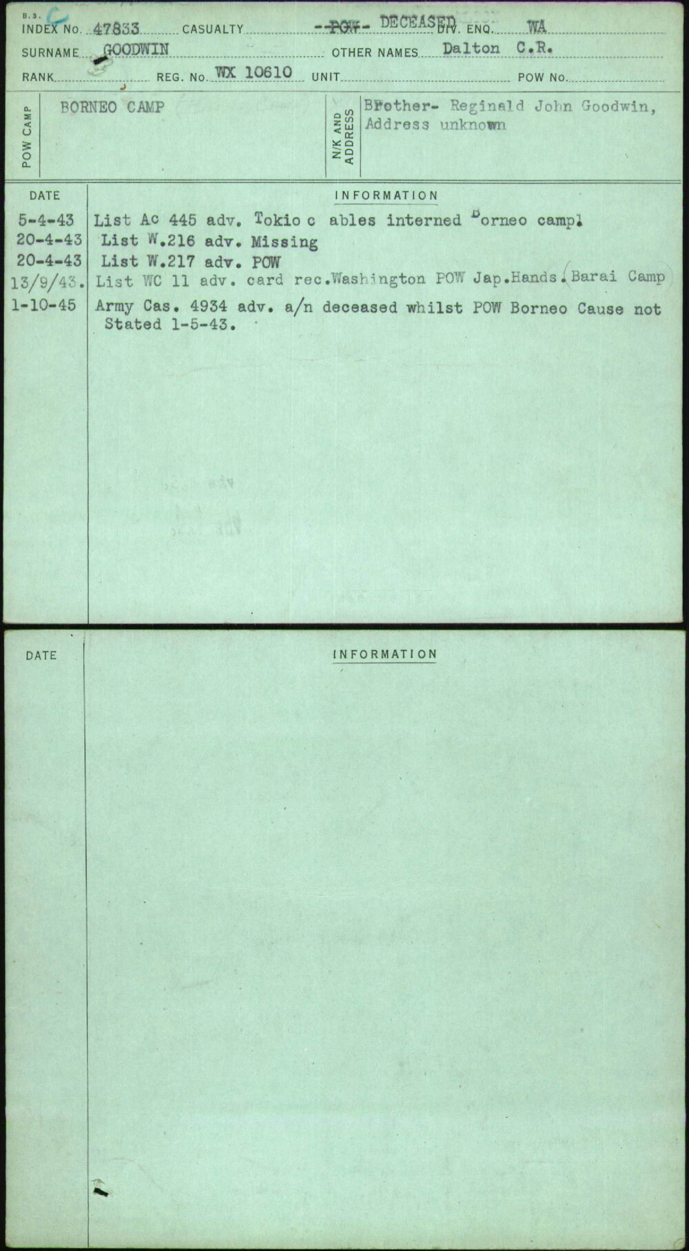 Goodwin, Dalton C R, WX10610