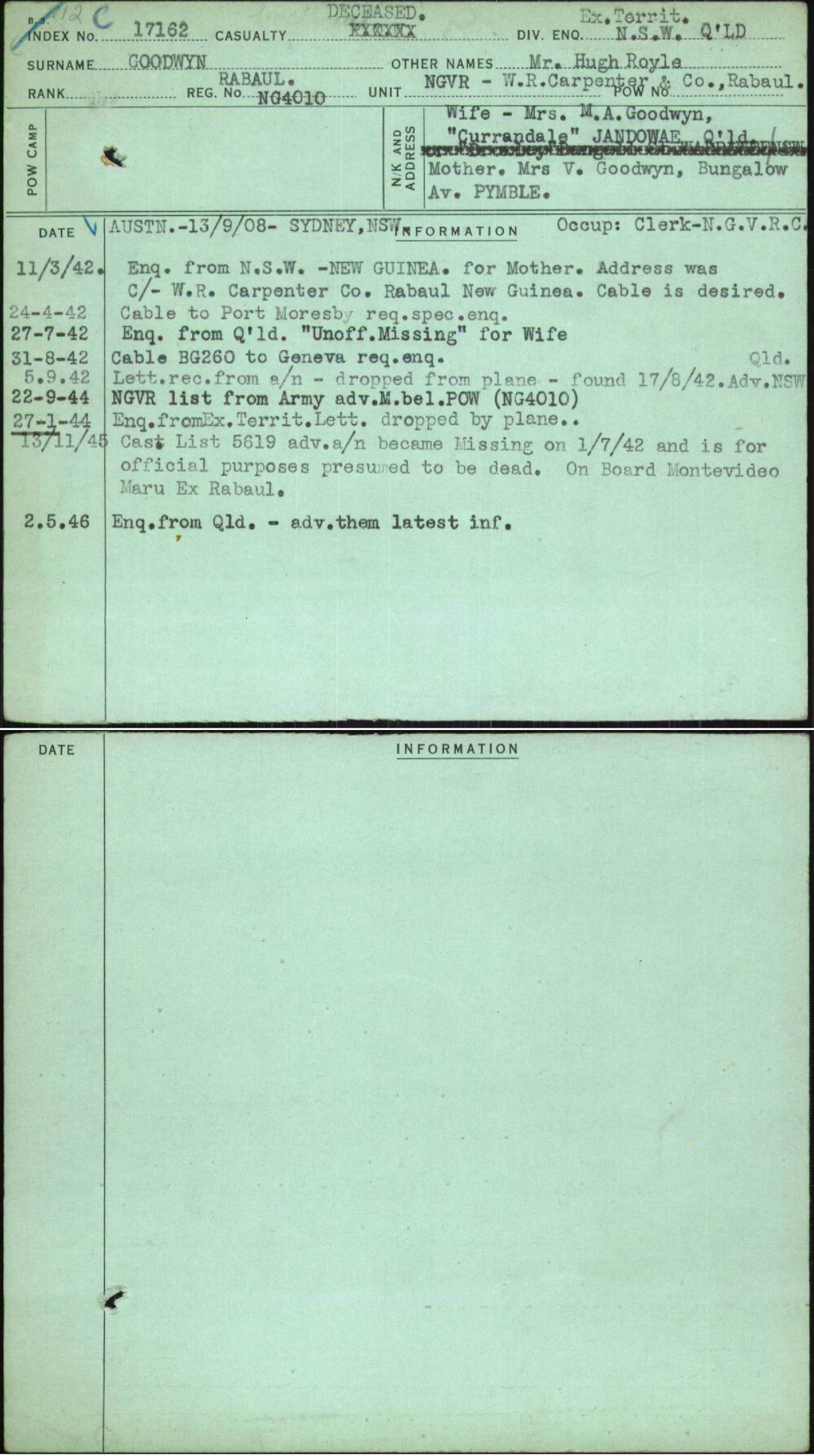 Goodwyn, Mr Hugh Royle, Ng4010
