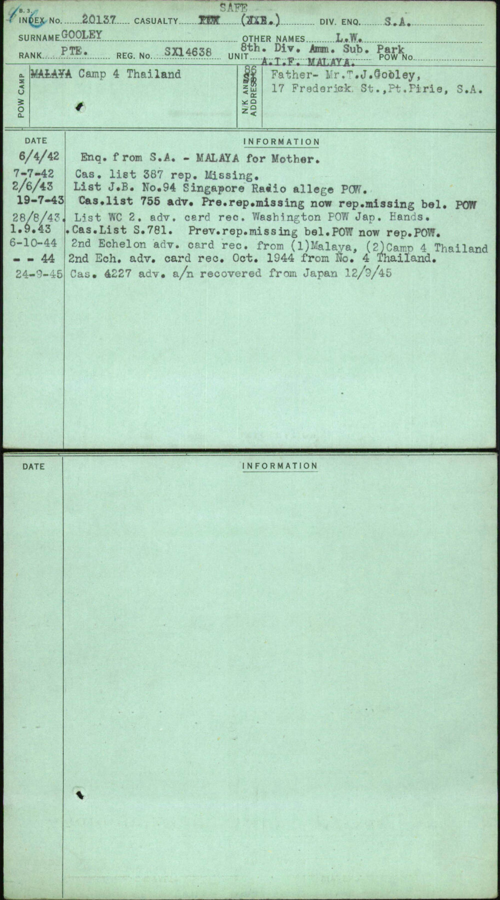 Gooley, L W, SX14638