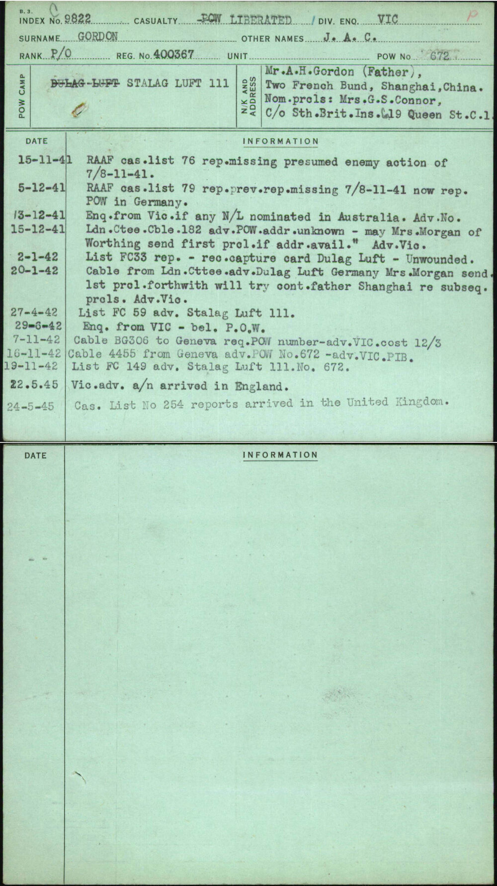 Gordon, J A C, 400367