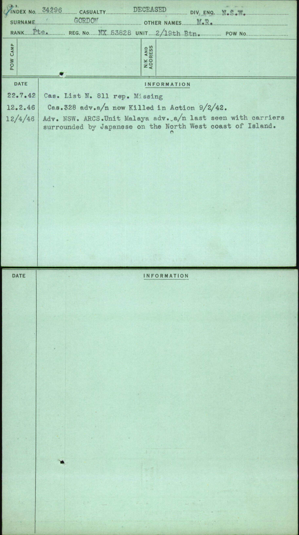 Gordon, M R, NX53828