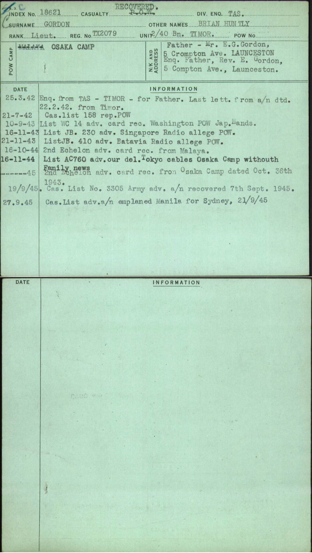 Gordon, Brian Huntly, TX2079