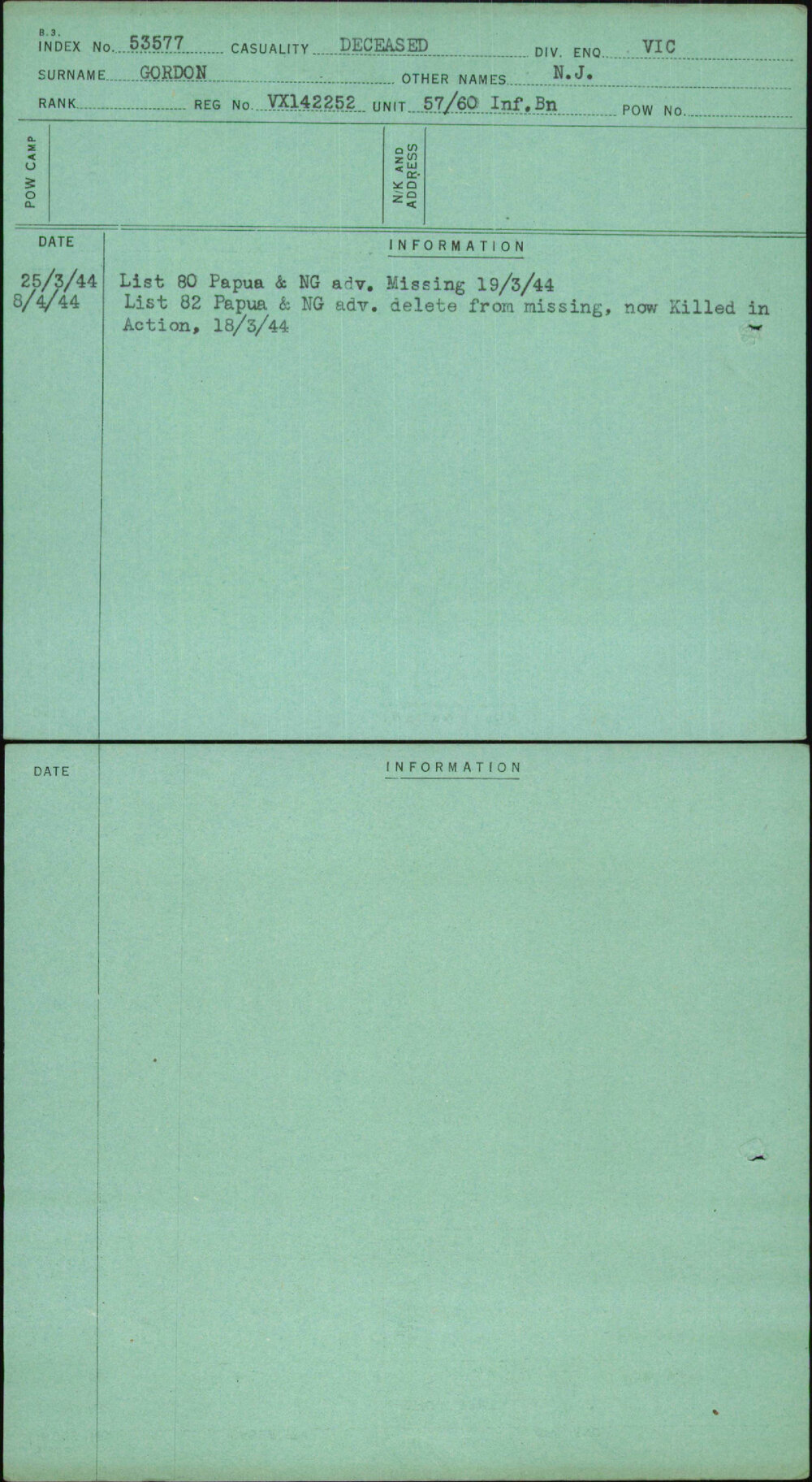 Gordon, N J, VX142252