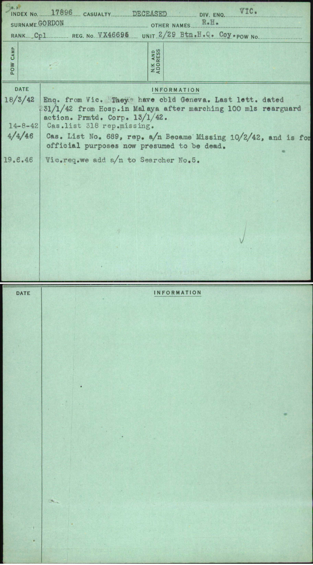 Gordon, R H, VX46695