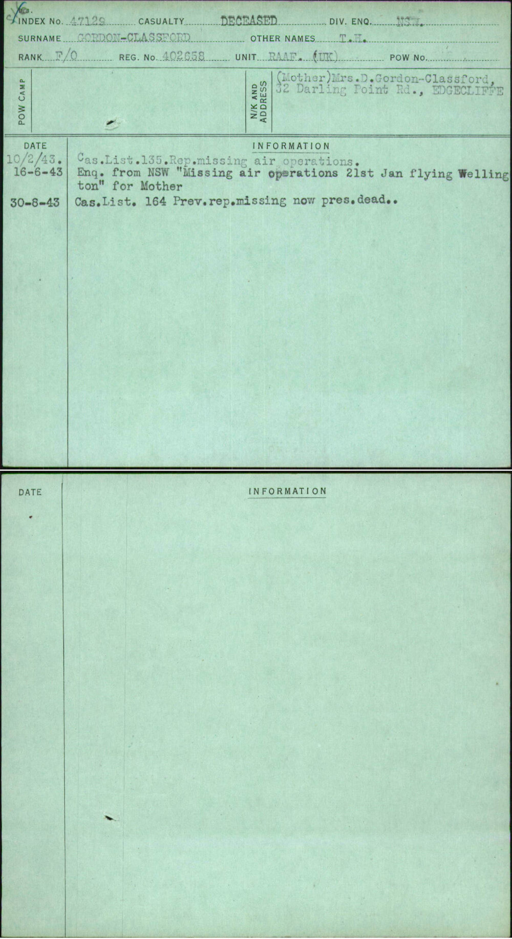 Gordon-Classford, T H, 402658