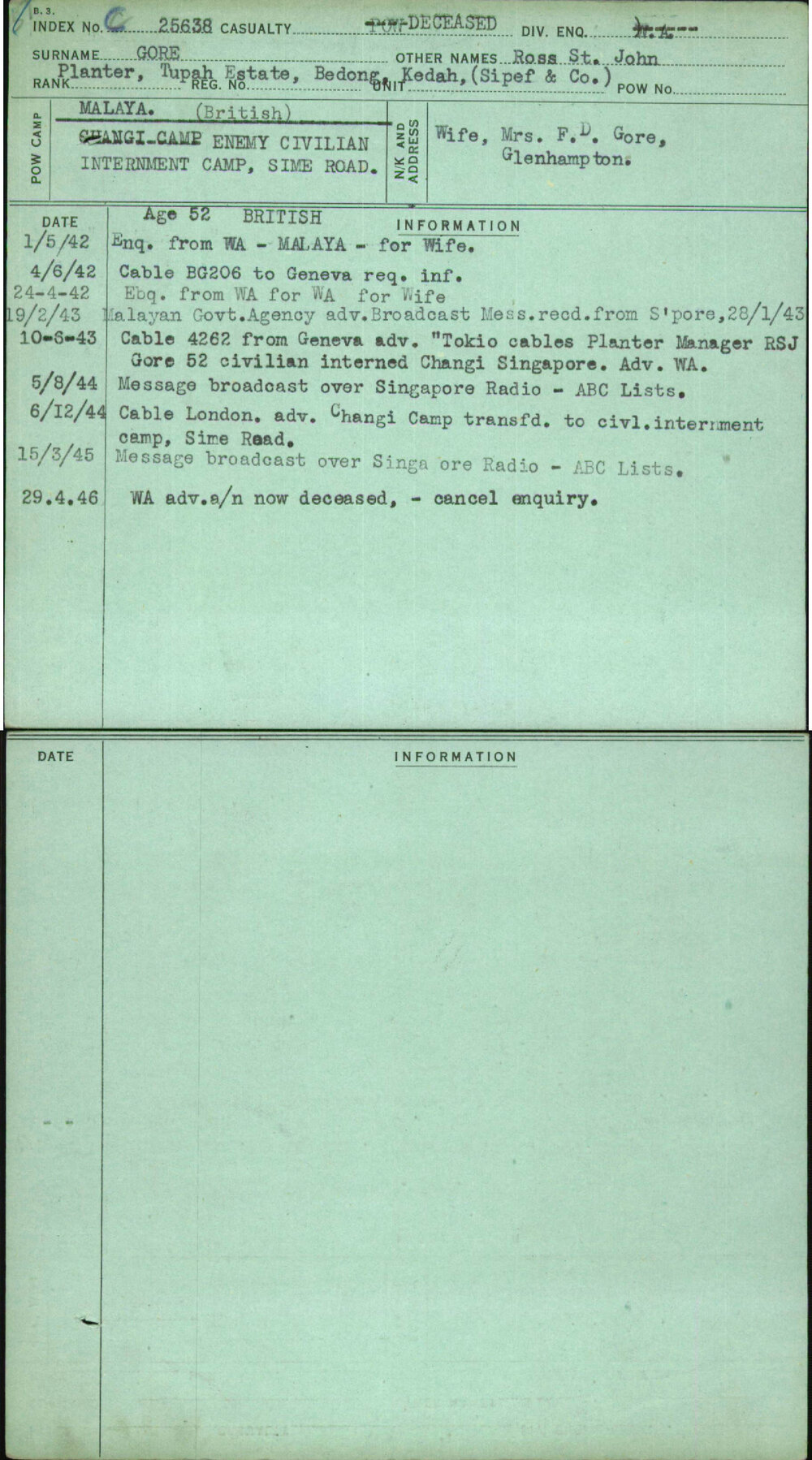 Gore, Ross St John, [No Service Number]