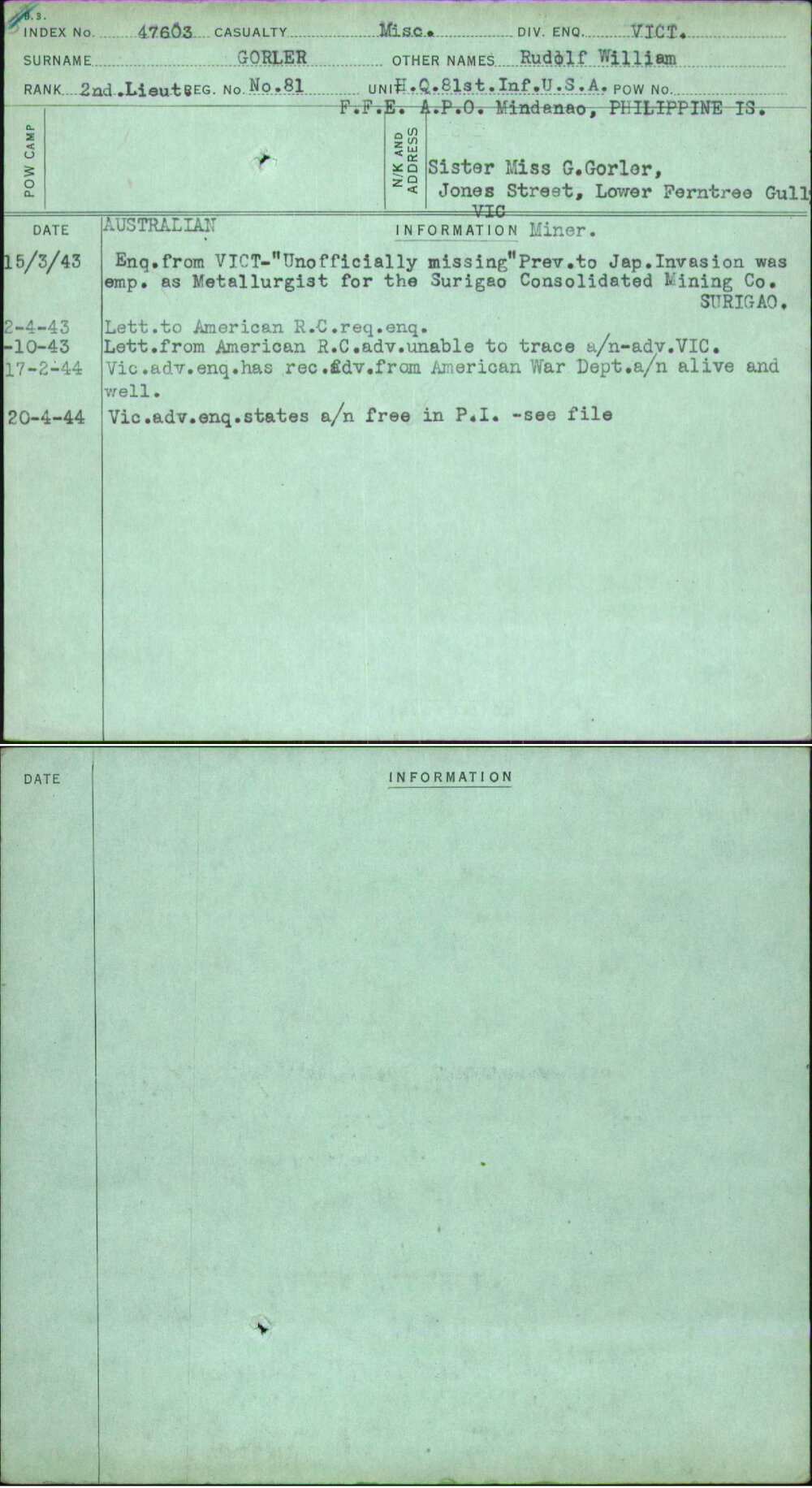 Gorler, Rudolf William, No81