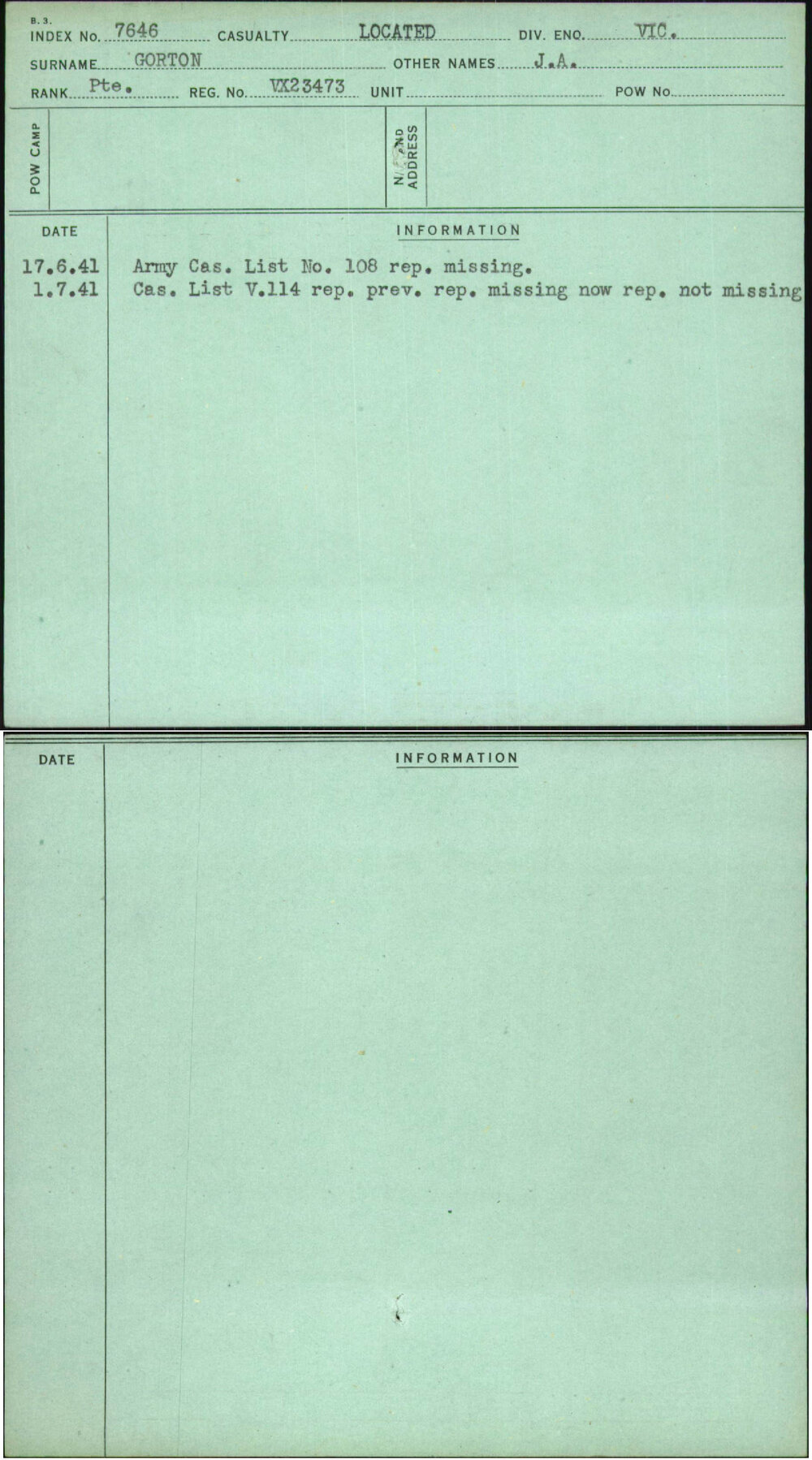Gorton, J A, VX23473