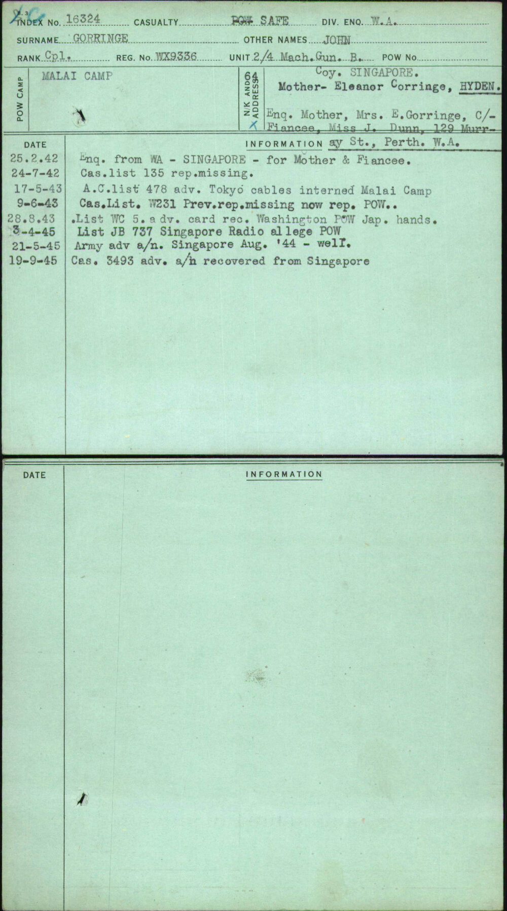 Gorringe, John, WX9336