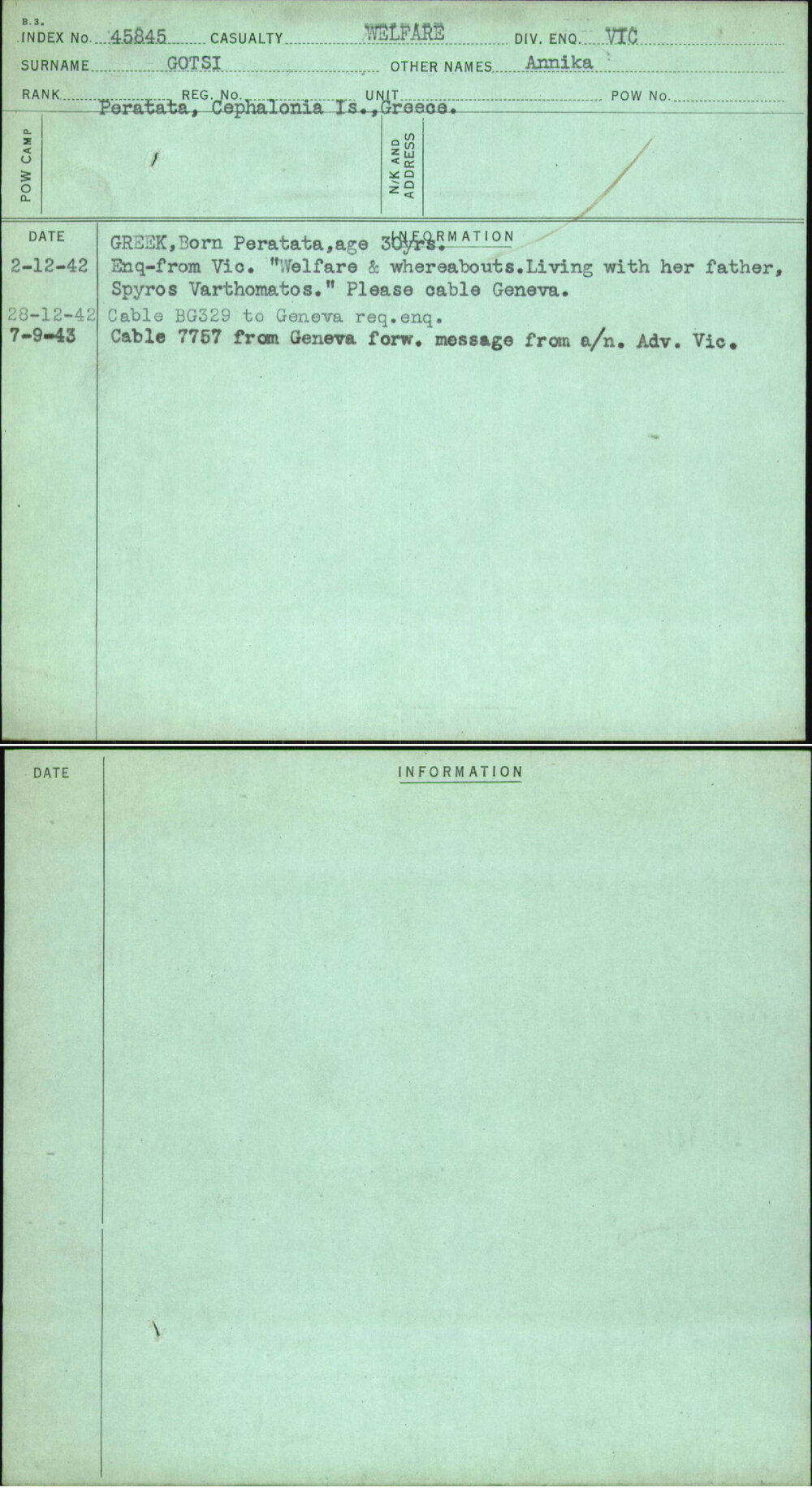 Gotsi, Annika, [No Service Number]