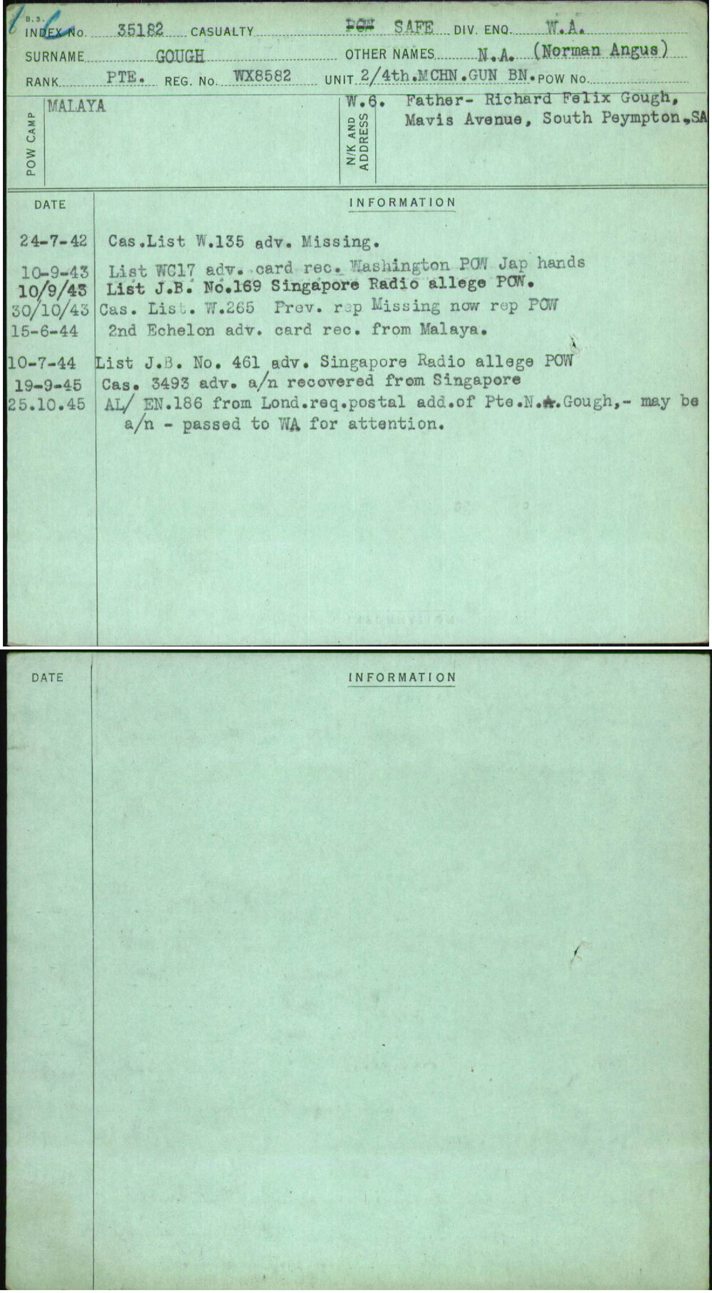 Gough, N A (Norman Angus), WX8582