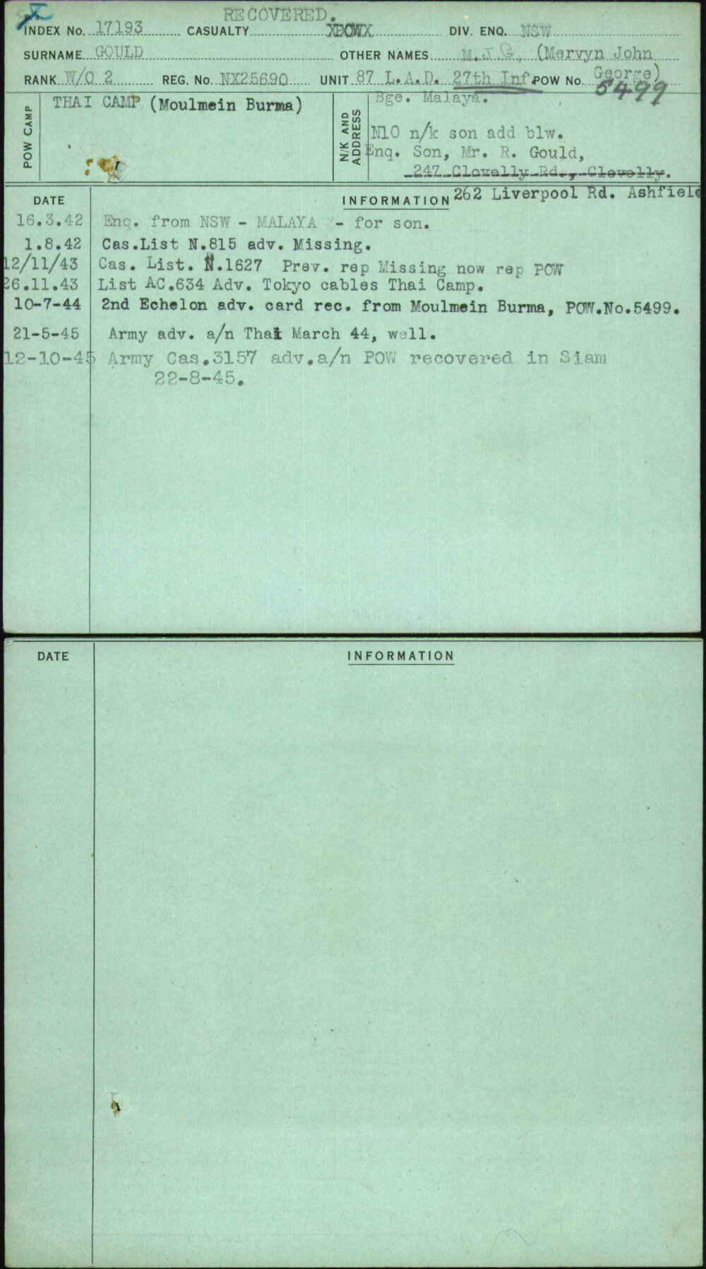 Gould, M J G (Mervyn John George), NX25690