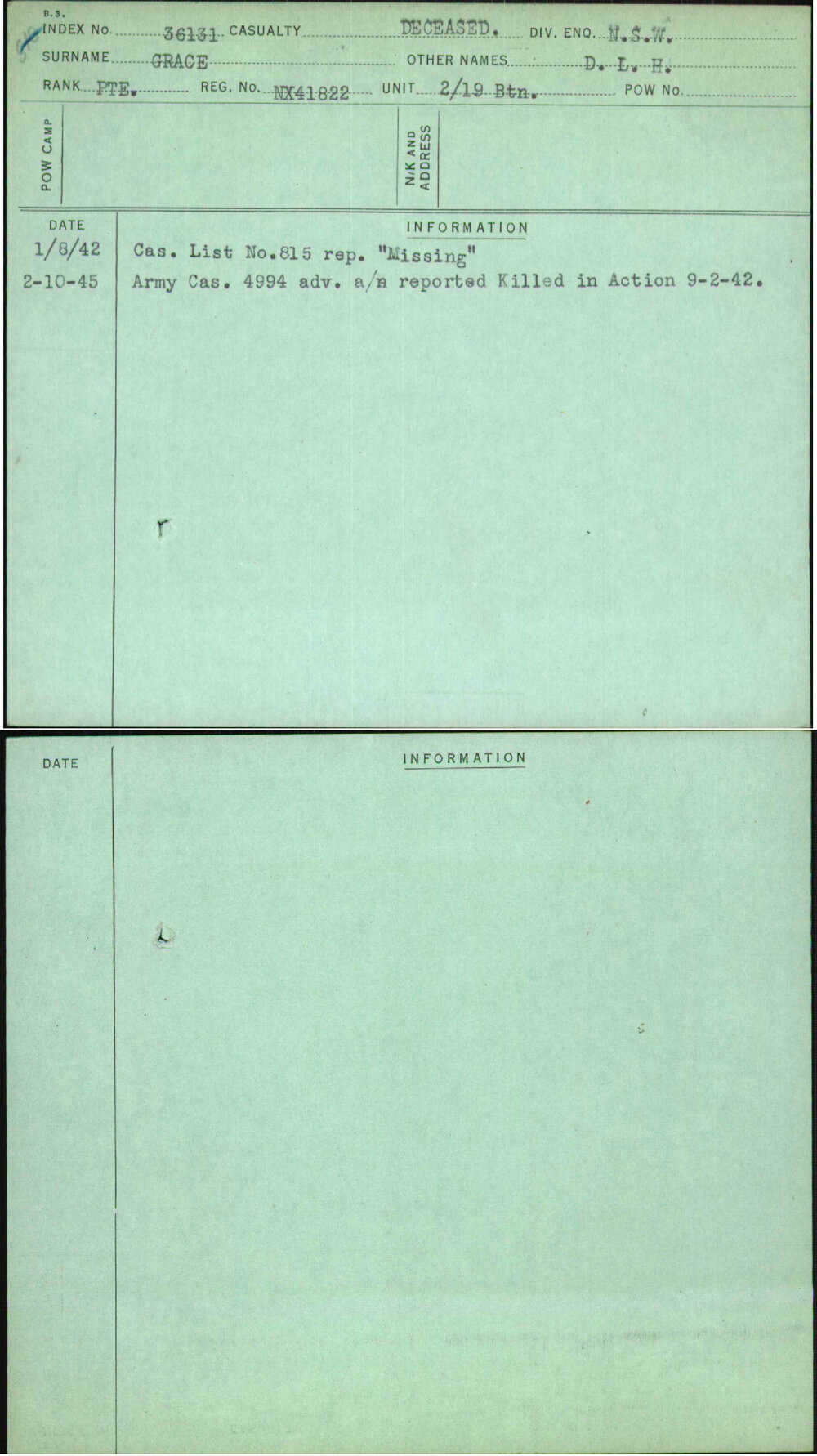 Grace, D L H, NX41822