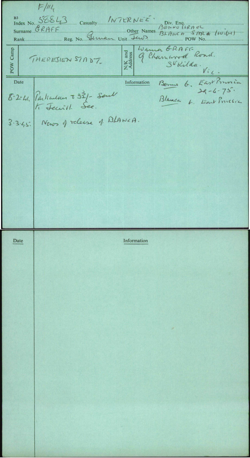 Graff, Benno Israel Blanca Sara Wife, German