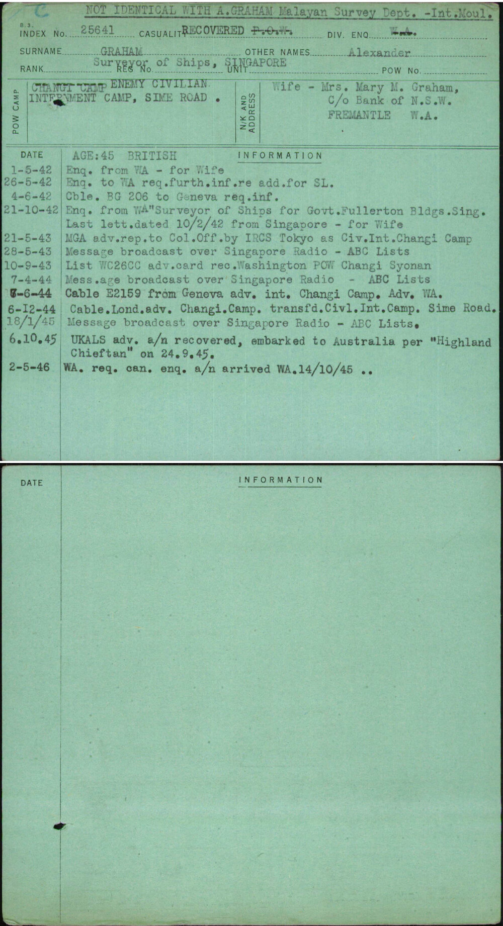 Graham, Alexander, [No Service Number]