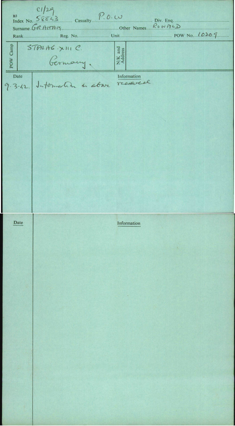 Graham, Ronald, [No Service Number]