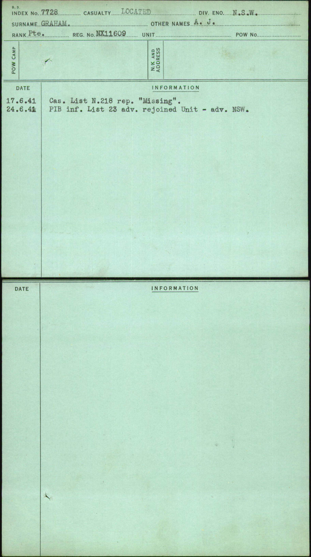 Graham, A J, NX11609