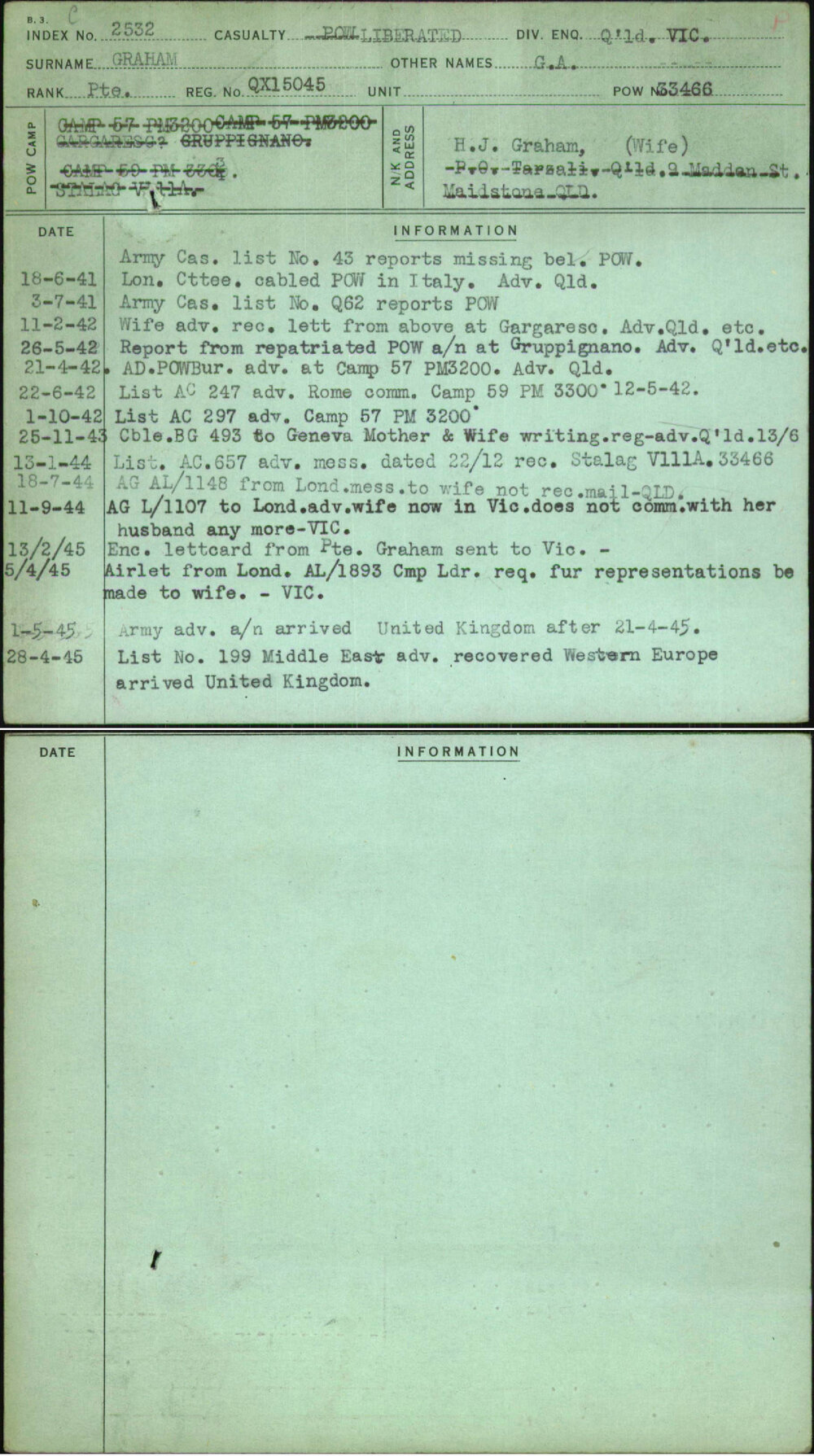 Graham, G A, QX15045