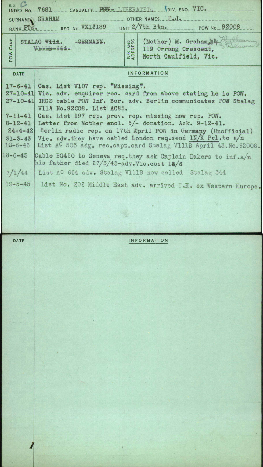 Graham, P J, VX13189