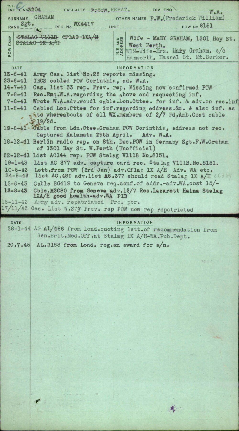 Graham, F W (Frederick William), WX4417