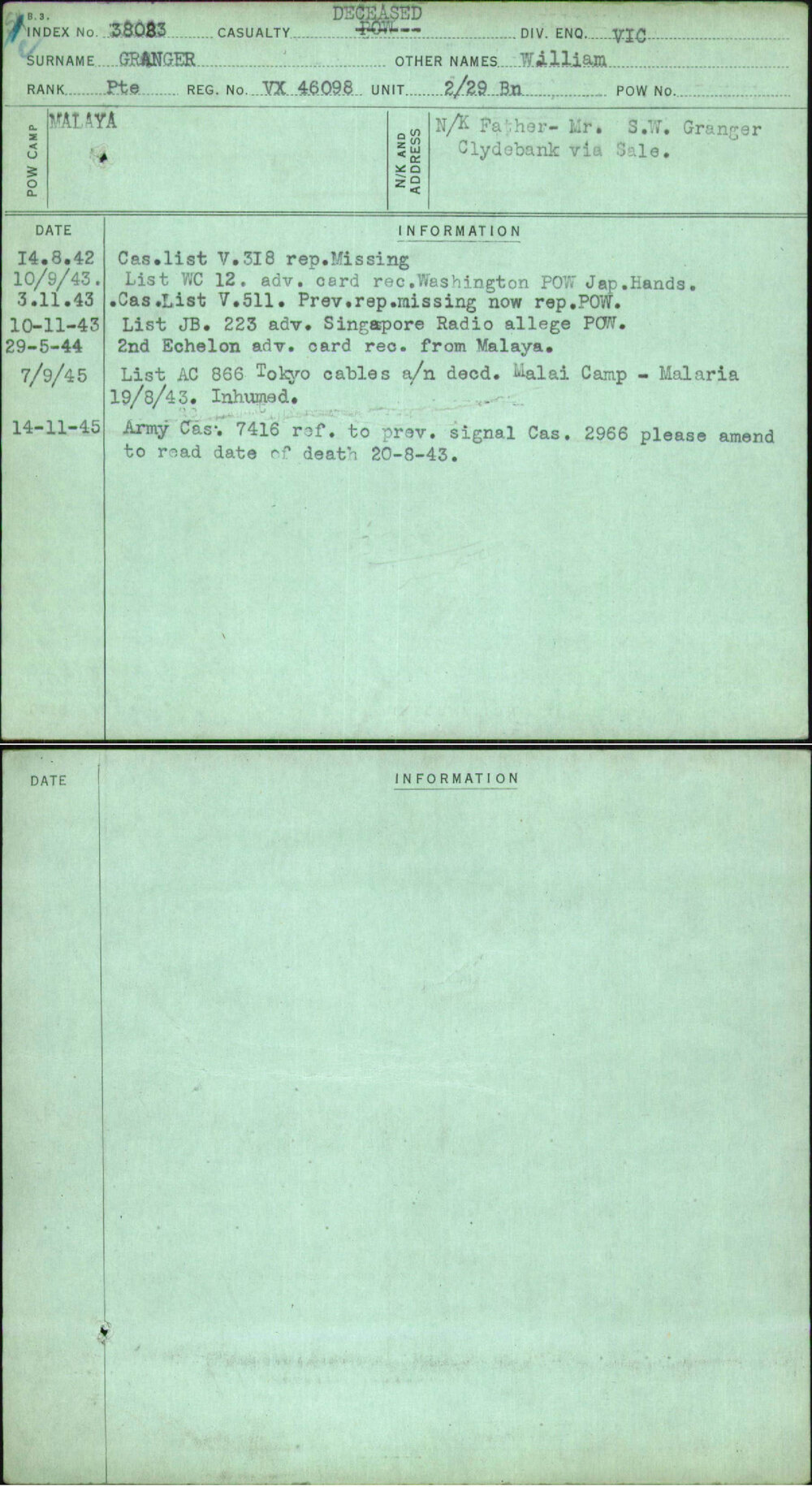 Granger, William, VX46098