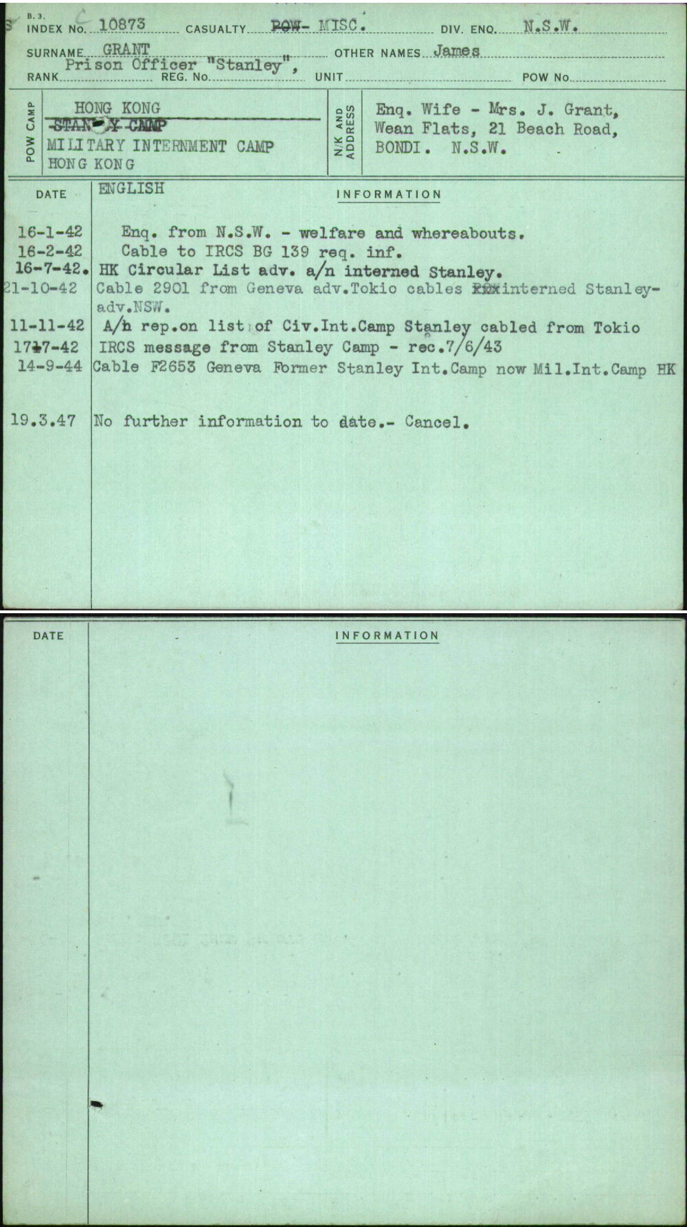 Grant, James, [No Service Number]