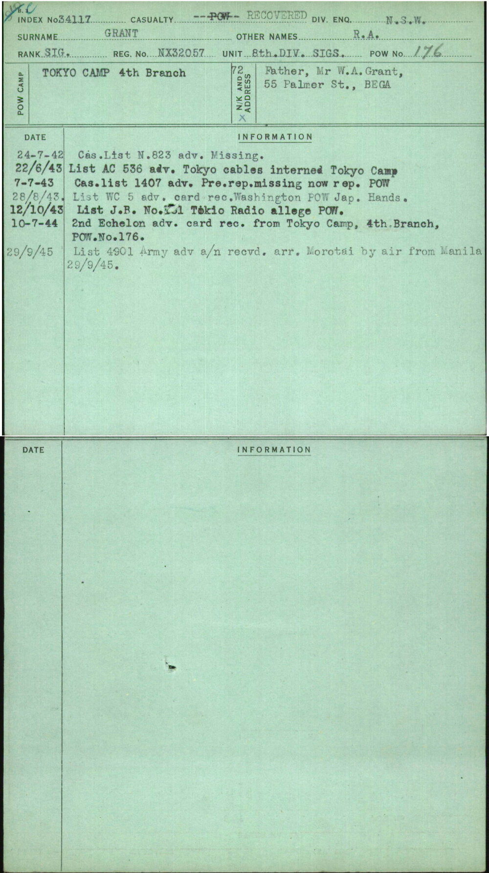 Grant, R A, NX32057