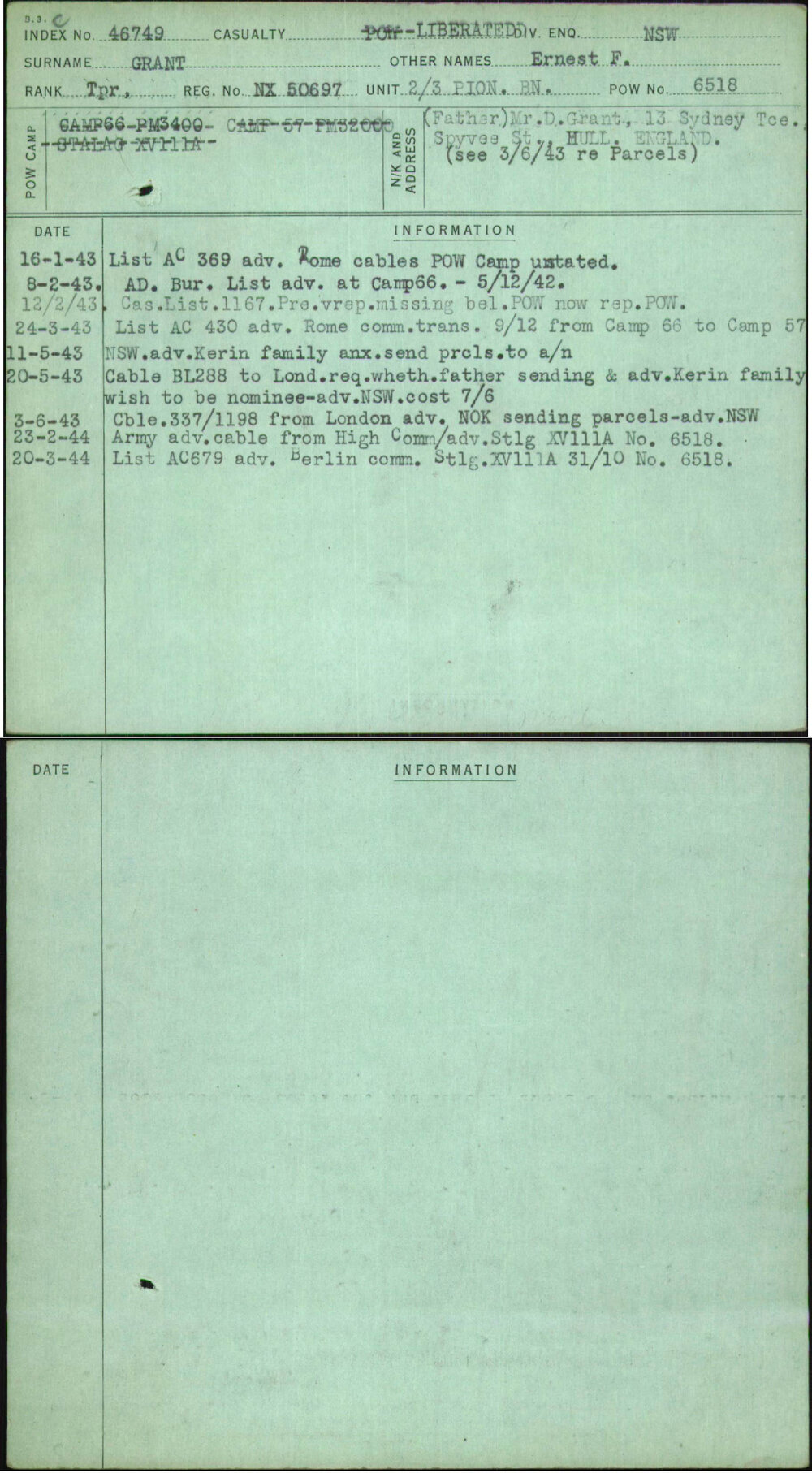 Grant, Ernest F, NX50697