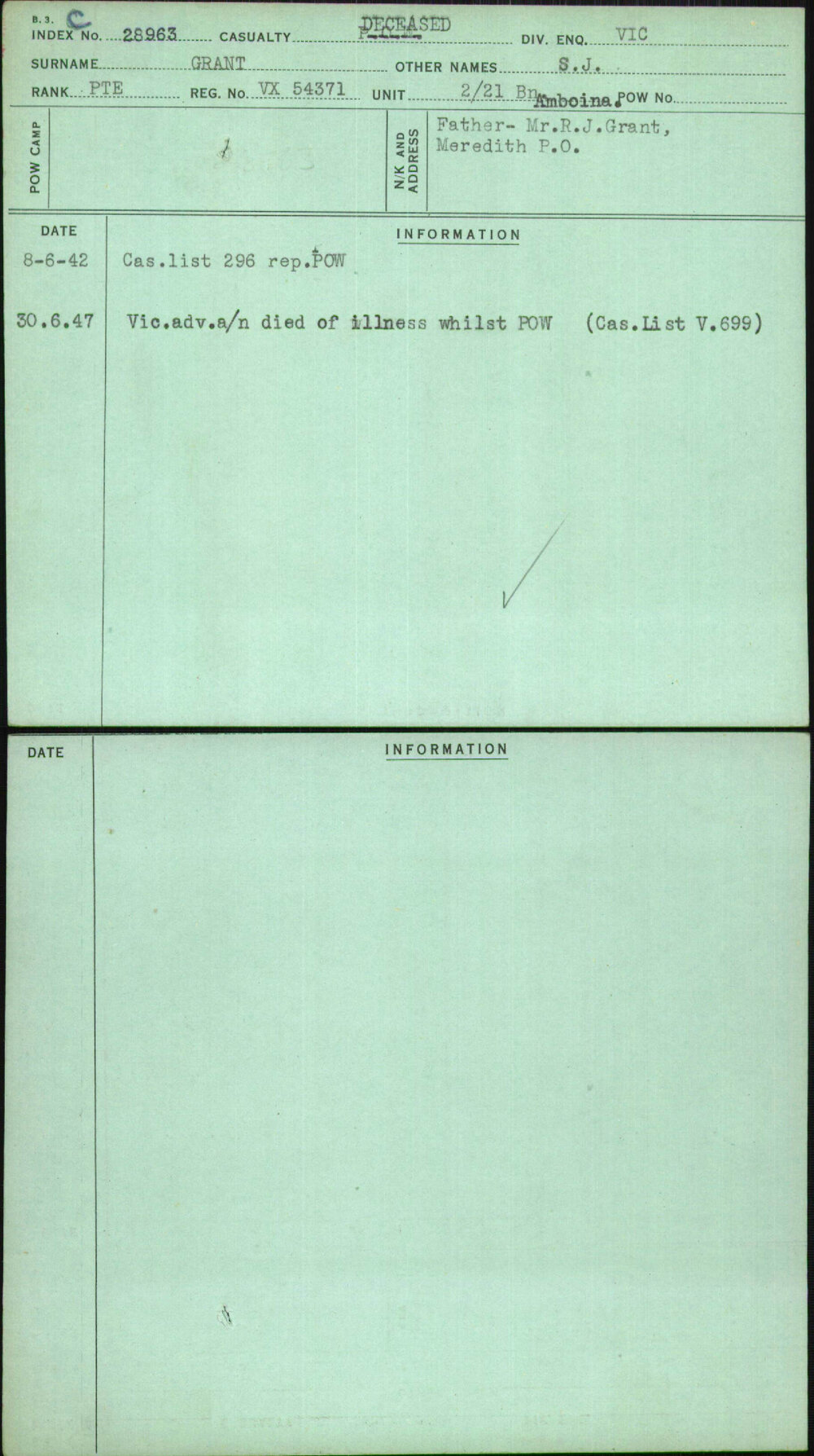 Grant, S J, VX54371