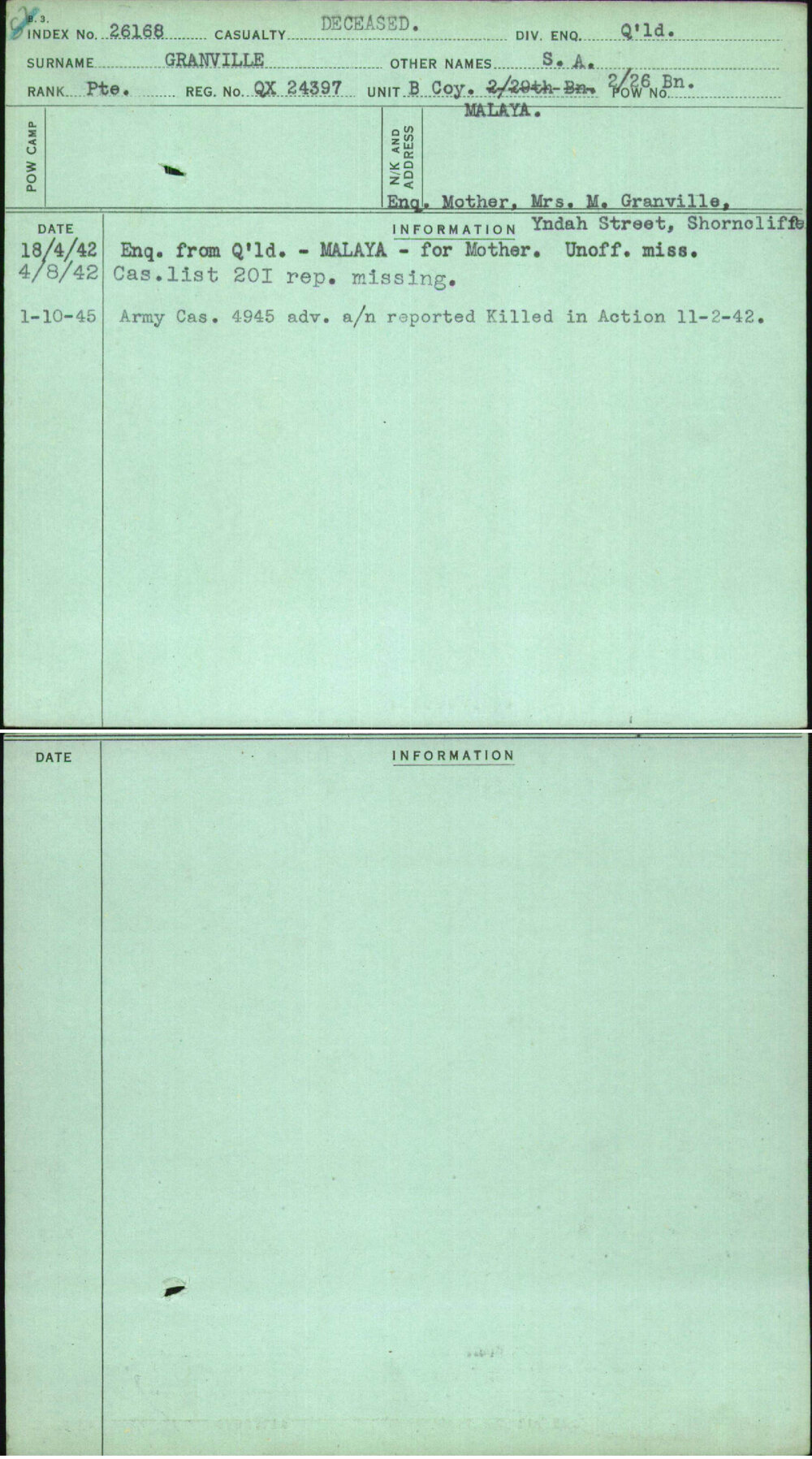 Granville, S A, QX24397