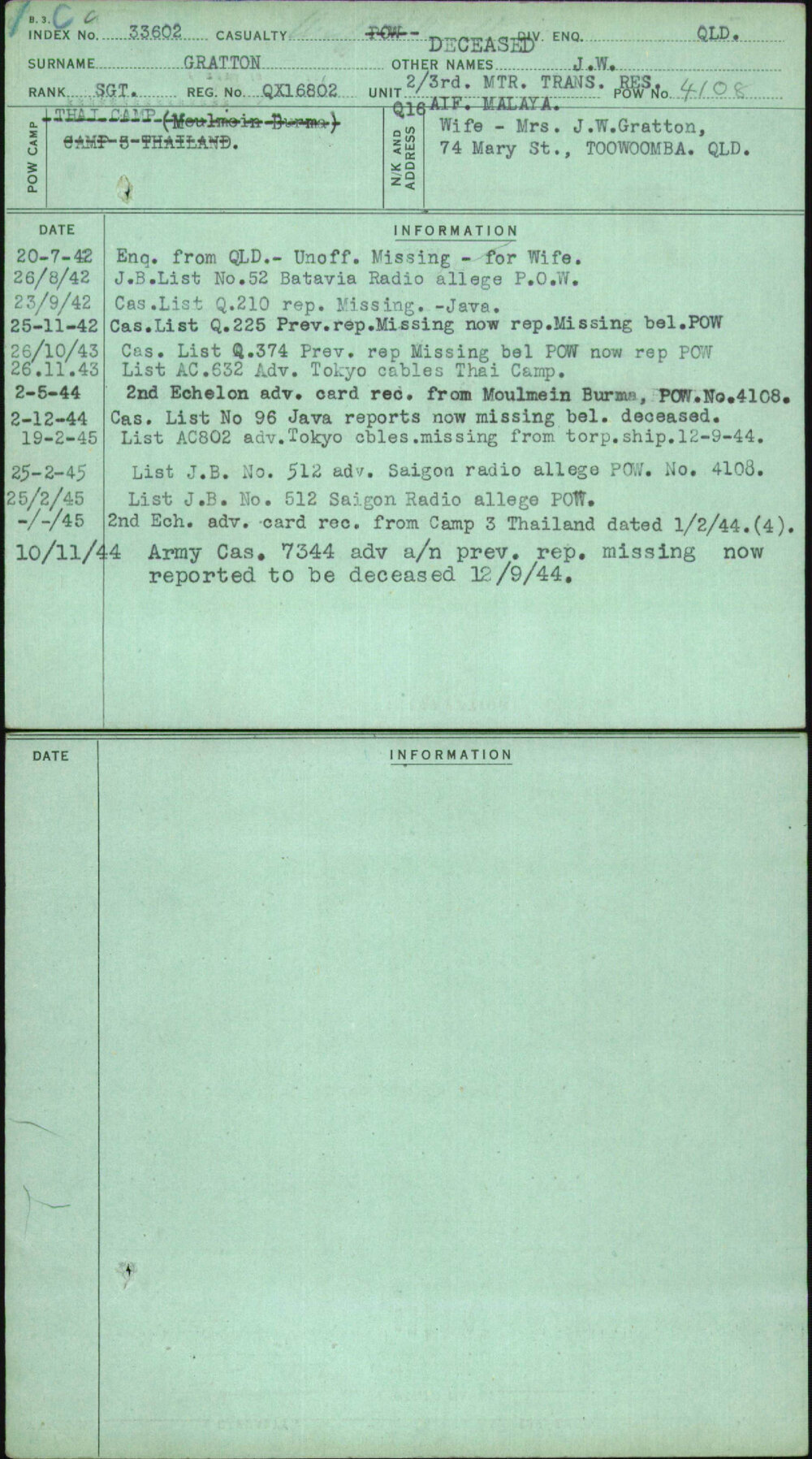 Gratton, J W, QX16802