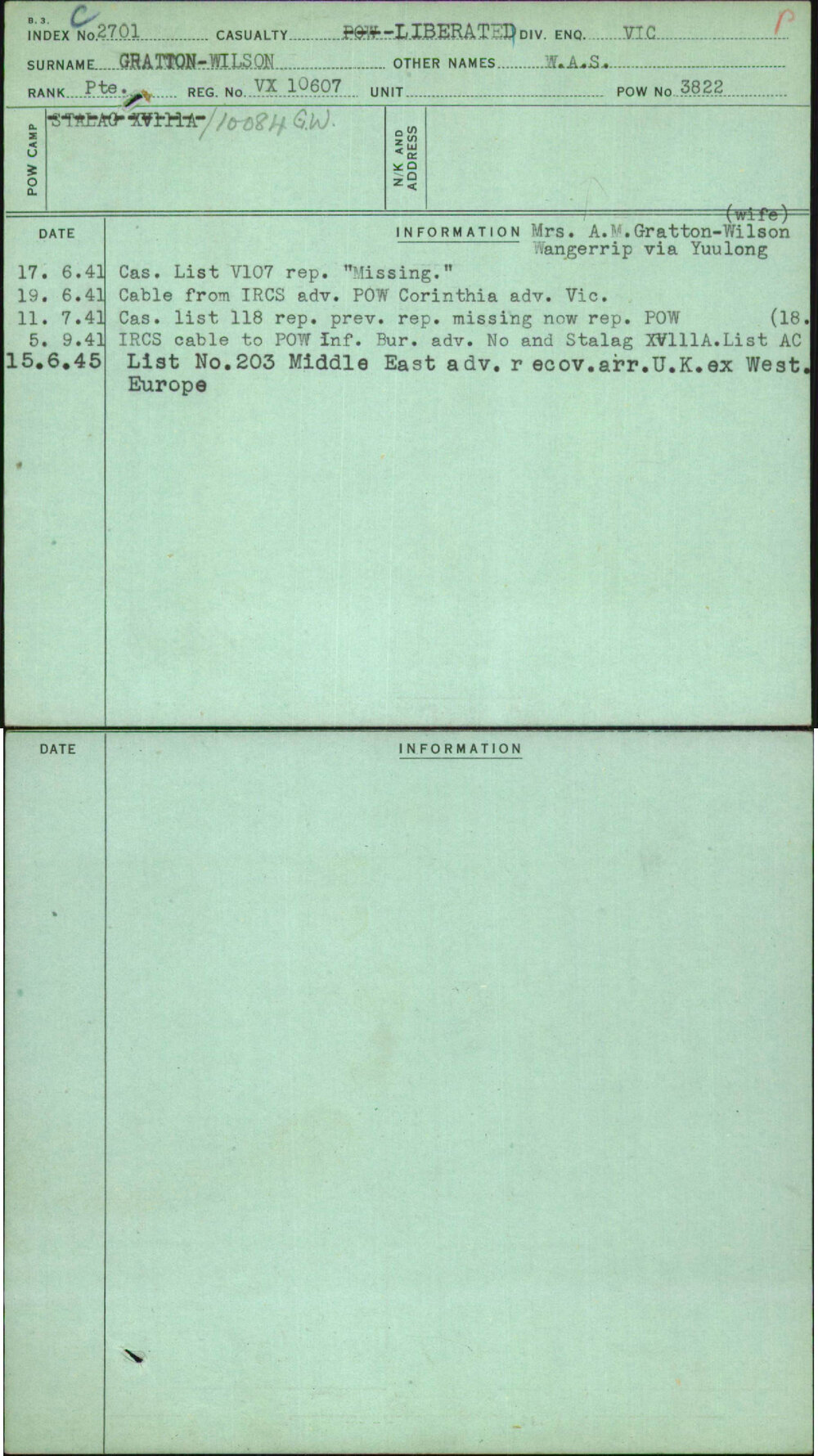 Gratton-Wilson, W A S, VX10607