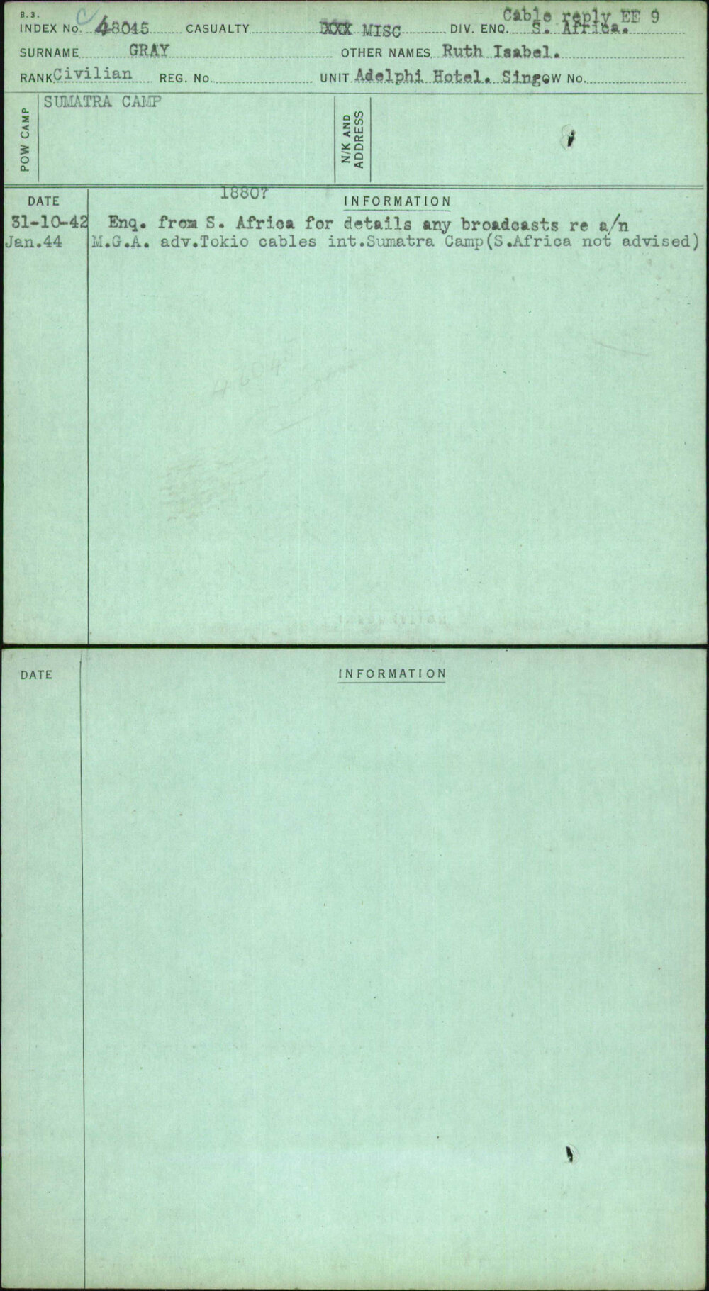 Gray, Ruth Isabel, [No Service Number]