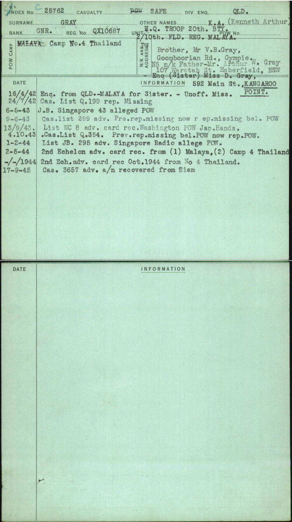 Gray, K A (Kenneth Arthur), QX10687