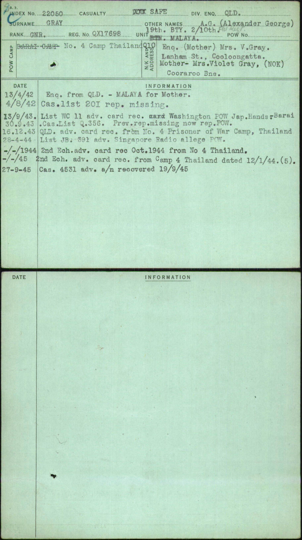Gray, A G (Alexander George), QX17698