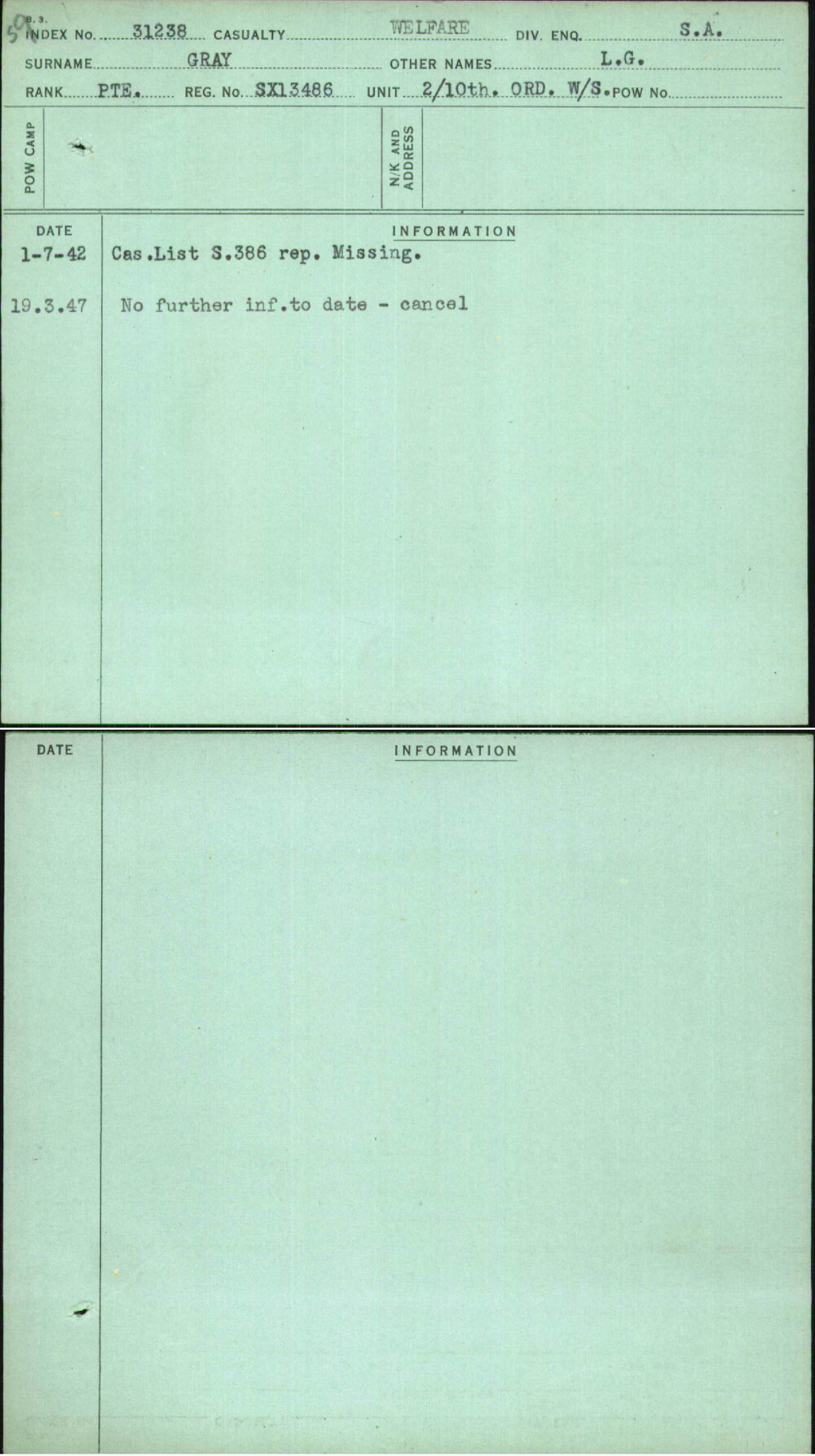 Gray, L G, SX13486