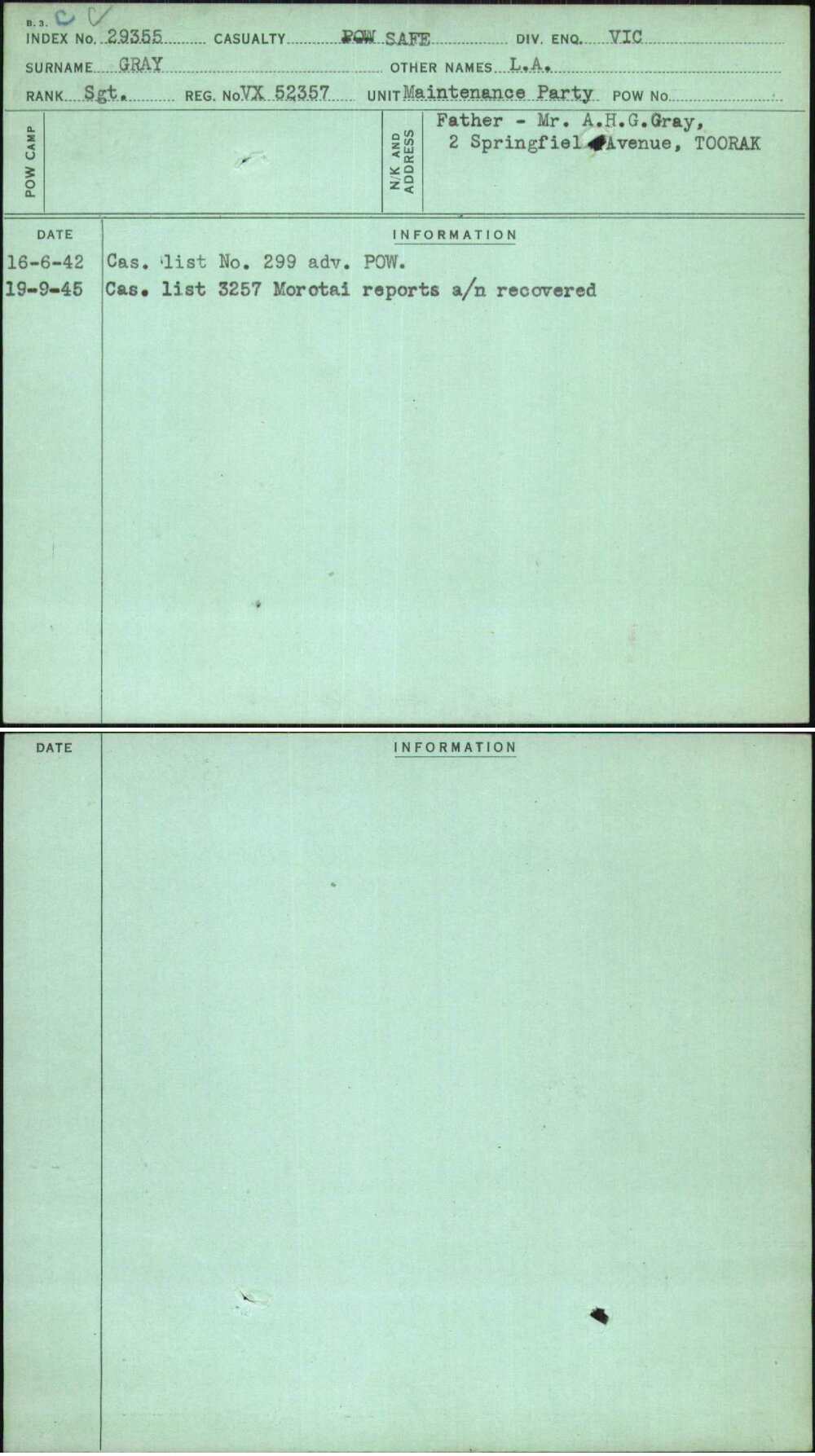 Gray, L A, VX52357