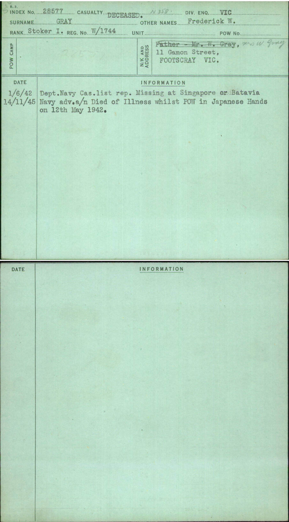 Gray, Frederick W, W-1744