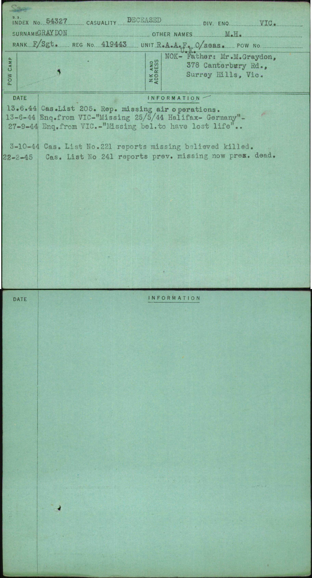 Graydon, M H, 419443