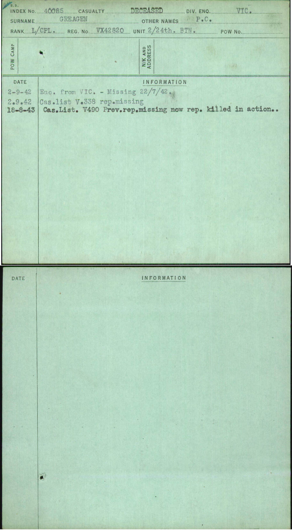Greagen, P C, VX42820