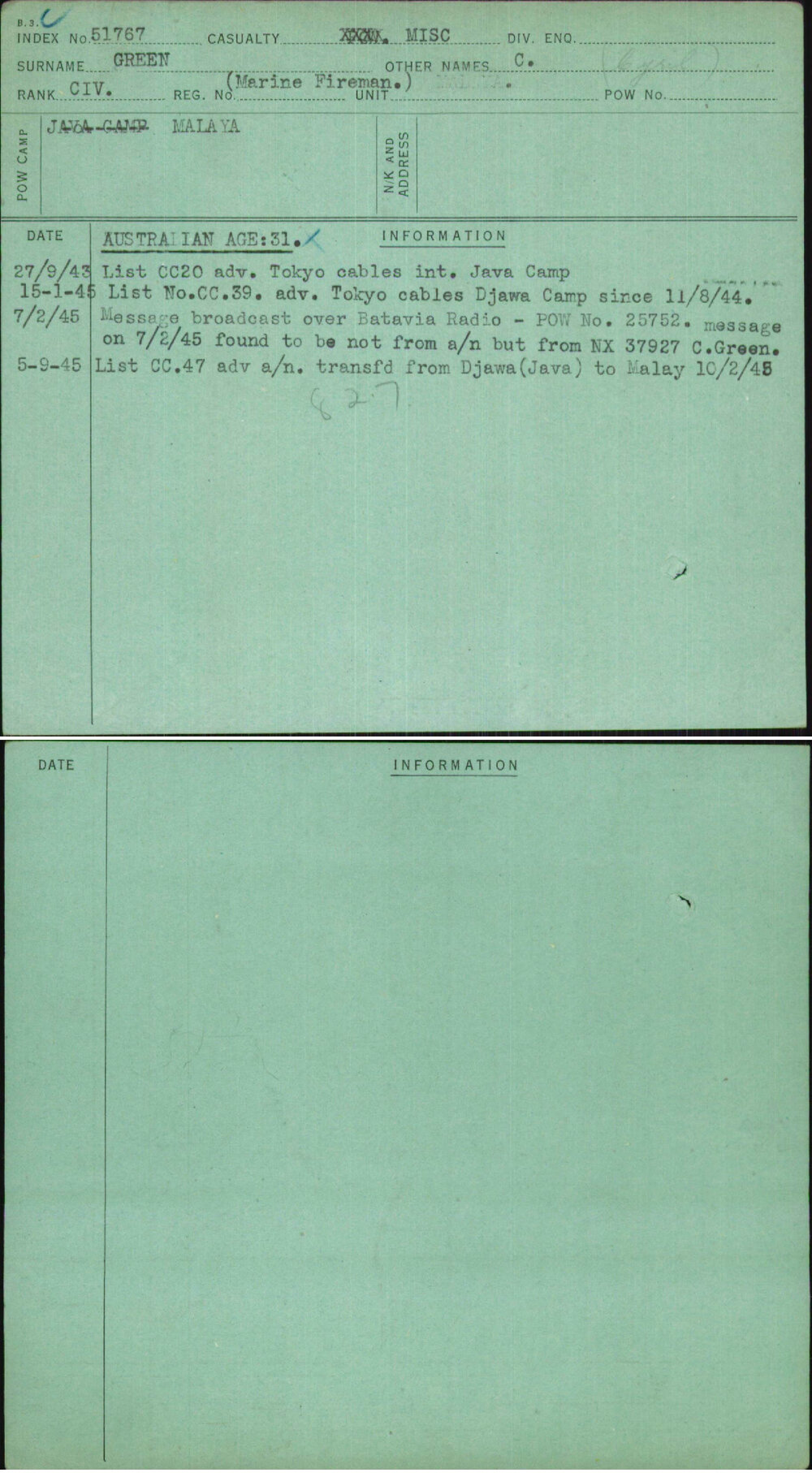 Green, C, Marine Fireman